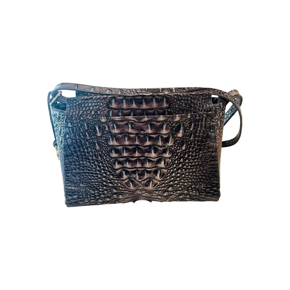 BRAHMIN Hillary Crossbody & Wallet Charcoal Ombre Melbourne Leather Dust Bag - Picture 2 of 8